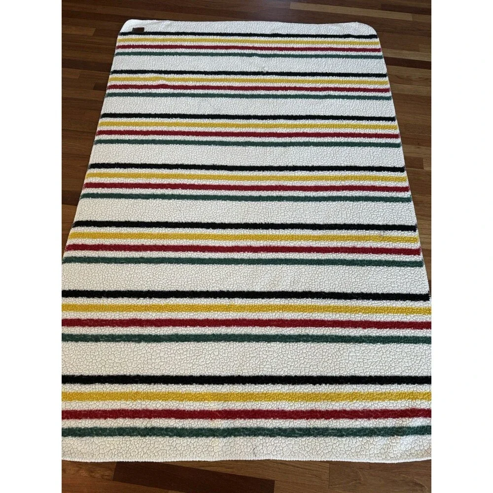 Pendleton Striped Sherpa Throw Blanket 72”x48”